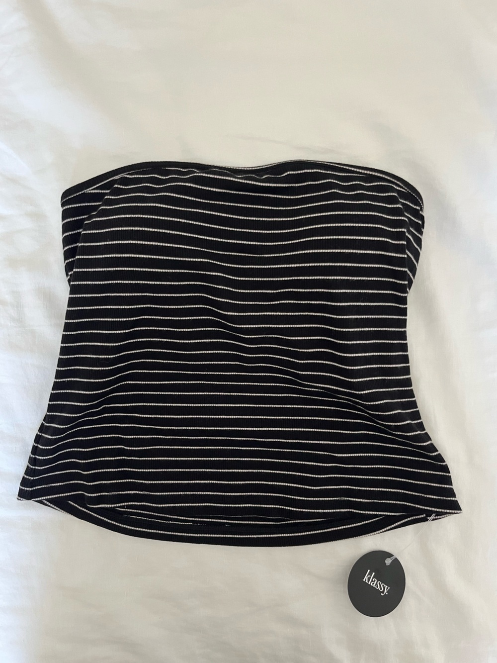 Klassy Network Black and White Striped Tube Top Brami - Picture 2 of 6
